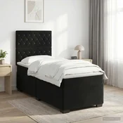 vidaXL Postelja boxspring z vzmetnico Črna 90 x 200 cm Žamet