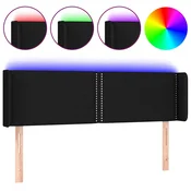 Vidaxl LED posteljno vzglavje črno 147x16x78/88 cm blago