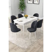 Hanah Home trpezarijski set Rut, sto na razvlacenje i 6 stolica, bela ploca, antracit tkanina Babyface