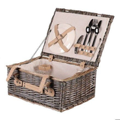 Autronic Košara za piknik Picnic basket - with equipment for 2 people, wicker, gray color (PRN2020 GREY)