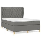 Greatstore Box spring posteljni z vzmetnico temno siv 140x190 cm blago