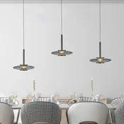 LED-visoka svetilka PURE Vitrum, siva, steklo/aluminij, s tremi žarnicami - Dnevna soba/jedilnica - Sodobni - siva, dimasto siva-transparentna