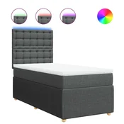 Vidaxl Box spring postelja z vzmetnico temno siva 80x200 cm blago
