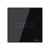 SMART 3-Switch Black WiFi+RF433 SONOFF tip T3EU3C-TX (3 kanala), 1A / kanal, maks. 100W / kanal, ocvrslog stakla [T3EU3C-TX]