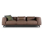 Casa Padrino luxury leather sofa vintage brown/black/silver 260 x 93 x H. 67 cm - Living room sofa with high quality genuine leather - Luxury living room furniture - Hotel furniture