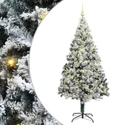 Vidaxl Umestno božično drevo Bela 210 cm PVC, jeklo in plastika
