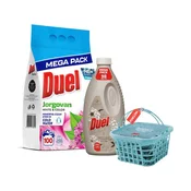Duel Praškasti deterdžent Jorgovan 9kg + Omekšivac Like a diamond 2,45l +Poklon kutija sa štipaljkama