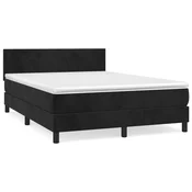 Greatstore Box spring postelja z vzmetnico črna 140x200 cm žamet