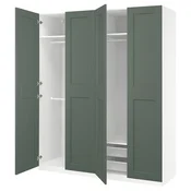 PAX/GRIMO Garderobni sestav, bela/sivo zelena, 200x60x236 cm