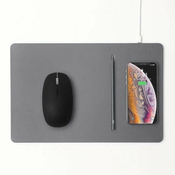 slomart pout hands3 pro combo - komplet, brezžična miška in podloga za miško s hitrim brezžičnim polnjenjem, siva