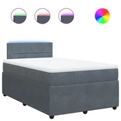 Vidaxl Box spring postelja z vzmetnico temno siva 120x200 cm žamet