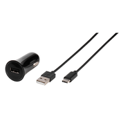 VIVANCO USB-C AUTOLADER, črna 62221 USB-C AUTOLADER + 1M USB-C KABEL
