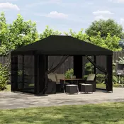 Gazebo 4 × 3 m Crna Poliester i celik 190 gsm