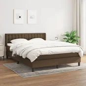 Greatstore Box spring postelja z vzmetnico temno rjav 140x190 cm blago