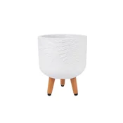 Homestar Stojalo za rastline SKY FERN D24xV29,6 cm belo z lesenimi nogami