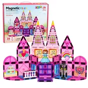 Magnetne kocke LEAN TOYS, Grajski grad, Roza, 38 el.