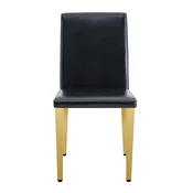 SONNENH Jedilni stoli, 4 v kompletu, 90 cm, črna, zlate noge, PU oblazinjenje, preprosto visoko naslonjalo, 41 cm širok sedež in 4,5 cm debela blazina