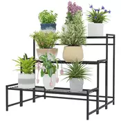 Homestar Stojalo za rastline 3-nadstropno 75x70x66 cm črno
