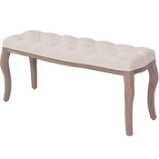 vidaXL klop iz platna in trdnega lesa 110x38x48 cm kremno bela
