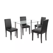 Jedilni set Karin 4+1 belo-črna