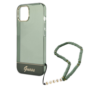 Ovitek z vrvico Double layer Electroplated za Apple iPhone 14 Plus, Guess, zelena