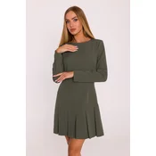 Made Of Emotion Womans Elegant mini dress with box pleats - khaki