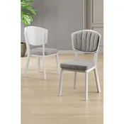 Hanah Home set trpezarijskih stolica Nape 4 kom, siva tkanina Babyface, bele metalne noge
