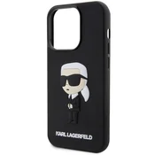 shumee Ovitek Karl Lagerfeld za iPhone 14 Pro Max - črn 3D gumijast ovitek Ikonik