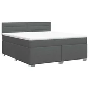 vidaXL Postelja boxspring z vzmetnico Temno siva 140 x 200 cm Blago