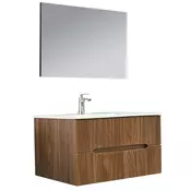 Trent kopalniško pohištvo 100 cm keramični umivalnik (2 predala) z ogledalom 60x100 cm sončni zahod hrast