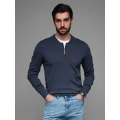 Ombre Mens knitted sweater with structured dots - navy blue