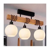 Brilagi - Plafonski luster WOOD GLASS 3xE27/60W/230V borovina/crna/bela