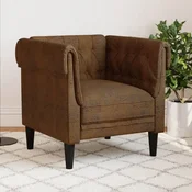 Fotelja Chesterfield smeda od tkanine