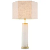 Casa Padrino luxury table lamp white/antique brass/gray 46 x 46 x H. 84.5 cm - Alabaster desk lamp with hexagonal lampshade - Luxury table lamps - Luxury desk lamps