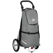 Homestar Prikolica za tovor 2 v 1 nakupovalni voziček in kolesarska prikolica 53x43x110 cm siva