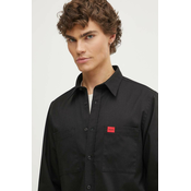 Košulja HUGO za muškarce, boja: crna, regular, s klasičnim ovratnikom, 50519614