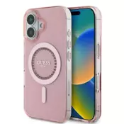 Guess Originalni ovitek GUHMP16SPFTDTEP za iPhone 16 - MagSafe - roza s kristalčki