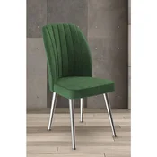Hanah Home set trpezarijskih stolica Platinum 8 kom, kaki zelena tkanina Jerry, hromirane metalne noge