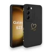 Infostyle Silikonski ovitek Golden Heart za Samsung Galaxy S23 Črna/TPU silikon