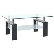 Stolic za kavu sivo-prozirni 95 x 55 x 40 cm od kaljenog stakla