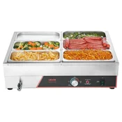 VEVOR Električni grelnik hrane za 6 posod pultni bife Bain Marie 69x57x22 cm srebrn