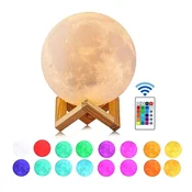 Dardanar Nočna lučka Moon Lamp, 16 barvna LED lučka na dotik in daljinski upravljalnik ter polnilna 3d lučka USB za otroke, darilo za rojstni dan otroka, (21199871)