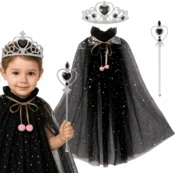 Korbi Otroški kostum princeske – plašč, krona in čarobna palica, komplet za Halloween in pustne zabave