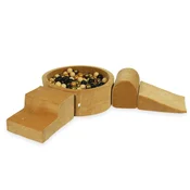 shumee Penasto igrišče z okroglim bazenom 90x30 Velvet soft caramel + 200 žog: bež, staro zlato, zlato, črno