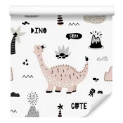 Fototapeta z dinozavri in palmami, vulkani za dnevno sobo in spalnico 50x1000 cm