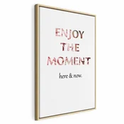 Slika - Unique Moment (1-part) - English Text on White Background 80x120 U prirodnom drvenom okviru