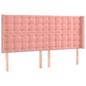 Vidaxl Vzglavje z ušesi roza 183x16x118/128 cm žamet