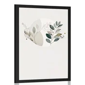 Plakat boho rastline v krogu - 30x45 black