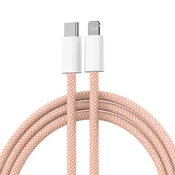Kabl Braided PD Type-C na Lightning 20W, Roze