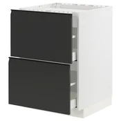 METOD / MAXIMERA Pod.elem.grej.ploca/2front/2fiok, bela/Upplöv boja antracita, mat, 60x60 cm
